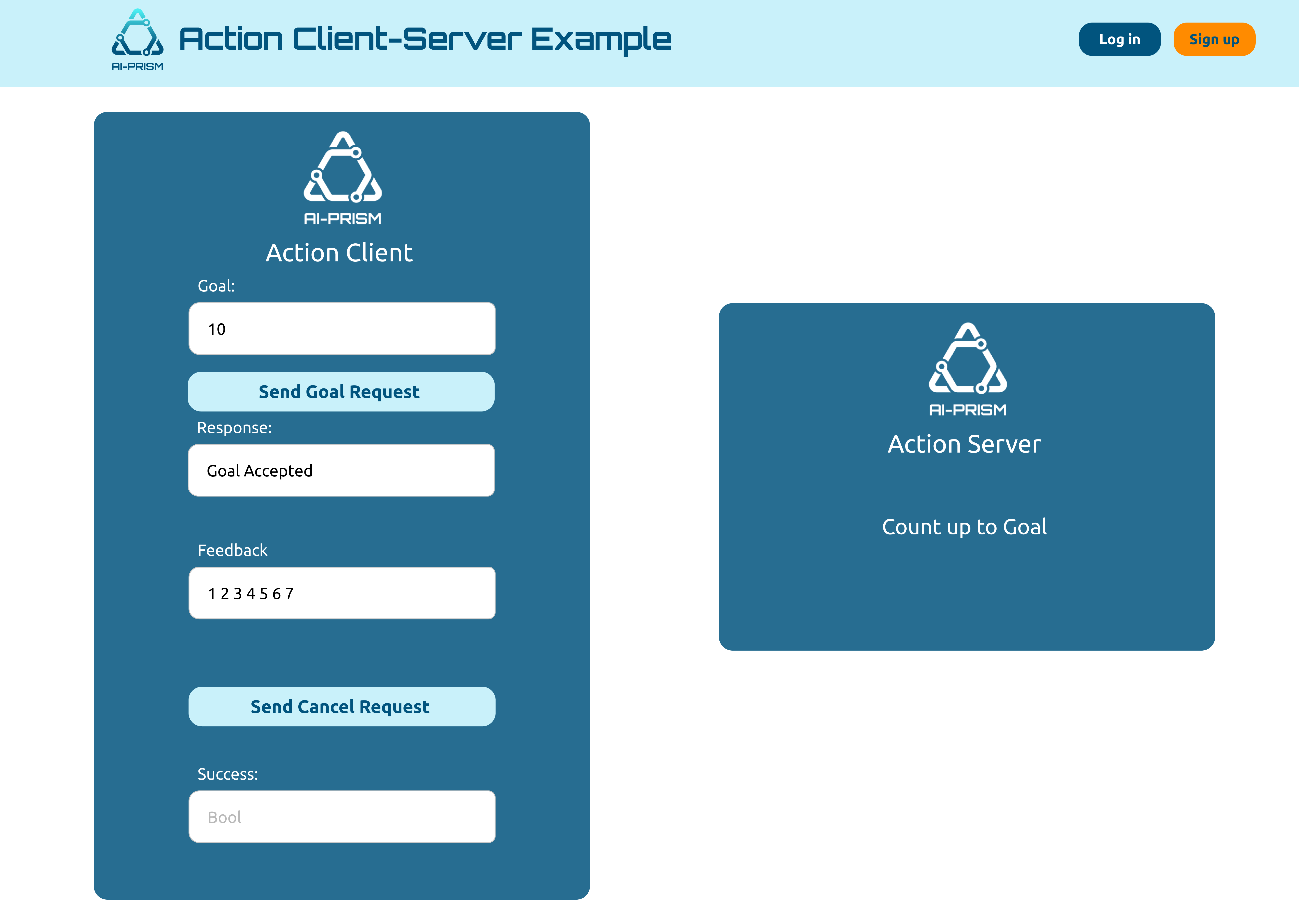 ROS Action Client - Action Server Mock-Up Example